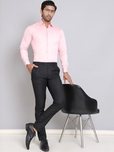 Image of Indian Needle Light-Pink Men's Cotton Solid Formal Shirt. (Light-Pink, XL)