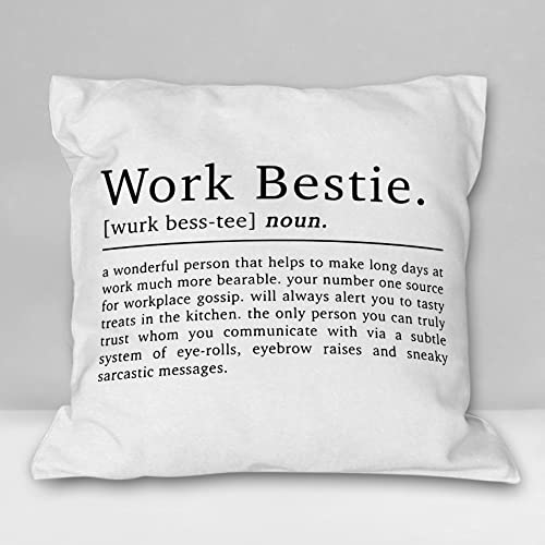 Burosev Work Bestie Definition weiche Kissenbezüge, Weihnachten Geburtstag dekorativer Kissenbezug, Freundschaftszitat, Dekorationen für Zuhause, Schlafzimmer, Sofa, Wohnzimmer (45,7 x 45,7 cm)