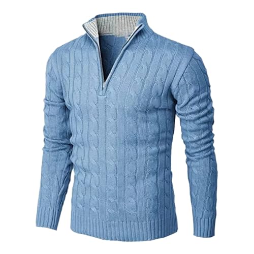 Autumn Winter Mens Sweater Zipper Neck Lapel Knitted Sweaters Warm Pullovers Casual Jumper Male3
