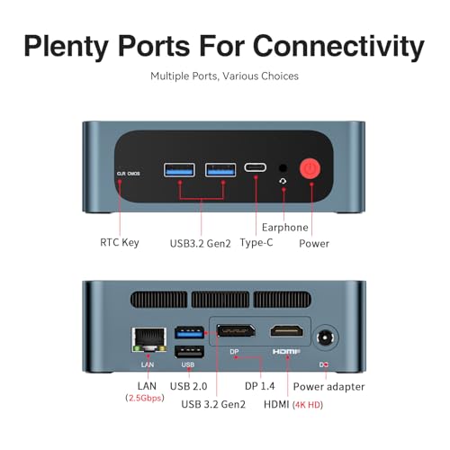 TRIGKEY S5 Mini Desktop PC, AMD Mini PC Ryzen 5 Pro 5500U (Up to 4.0 GHz) 6Core 12Thread, Micro Computer, 16GB DDR4| 500G SSD, Small Gaming PC Supports 4K Triple Displays, WiFi 6+BT5.2, USB3.2 - Image 12
