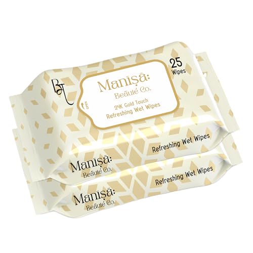 Image of Co. 24K Gold Touch Refreshing Wipes | Alcohol-Free, Vegan Makeup Remover | Paraben-Free & Cruelty-Free Facial Wipes for Sensitive Skin - 50 Wipes (Pack of 2)
