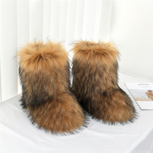 Women's Faux fur Boot Warm Comfortable Outdoor Flat Shoes Furry Fluffy Short Snow 2025 Boot Mid-Calf Boots2