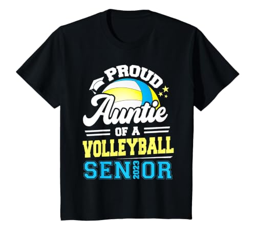 Proud Auntie of A Volleyball Senior 2023 Graduation T-Shirt, Youth, Black, 3T