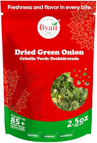 Byait Dried Green Onions 2.5 Oz, Dried Scallions for Cooking, Salads and Garnish, Chopped Green Onions for Convenient Ramen Topping