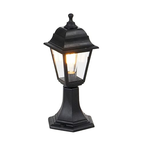 Qazqa Black-Bollard-Lights-P44-103214 - Classic Outdoor Pole I Bollard I Post Pole Black 44 Cm Ip44 - Capital Garden - Classic I Antique - Suitable For Led E27 | 1 Light - Polyester Bollard Light - Suitable For