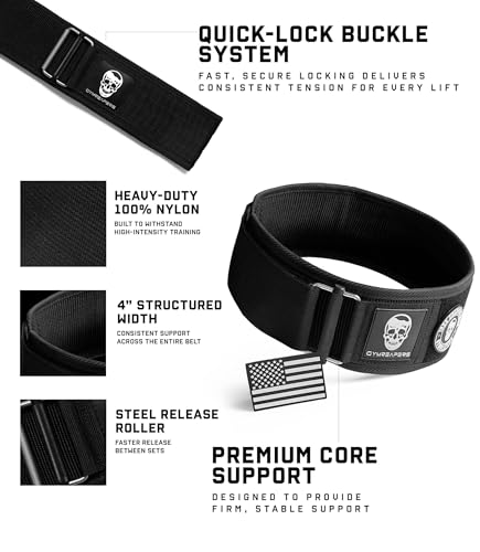 Image of Gymreapers Quick Locking Weight Lifting Belt for Men Gym Belt for Powerlifting Deadlift Belt with 4 Inch Neoprene Metal Buckle Back Support Weightlifting Belt Women