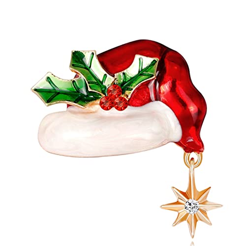 Broche Chapeau de Noël en Émail pour Sublimer Votre Robe de Réveillon