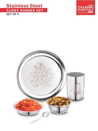 Image of Classic Essentials Stainless Steel Dinner Set|Heavy Gauge|Kitchen Set|Permanent Laser-Glory