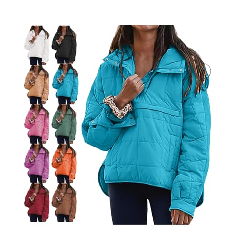 Womens Oversized Puffer JacketOversized Long Sleeve Hooded Coats Warm Lightweight Outwear with Pocket​