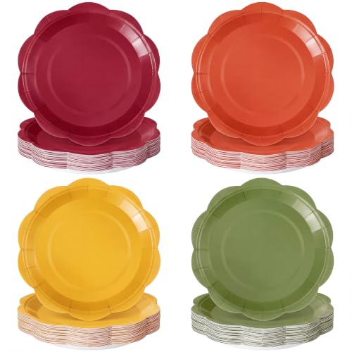 Funnymoom 100 Pcs 7 Inch Fall Thanksgiving Disposable Dessert Paper Plates