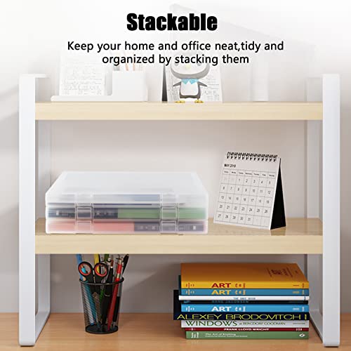 Huike 4 Pcs Square Extra Large Portable Project Case For A4 File Box Transparent Plastic Case Document Box Paper Protector Desk Paper Organizers Case Office Supplies Holder Storage Magazine Organizer (4 Pcs) #TOP4