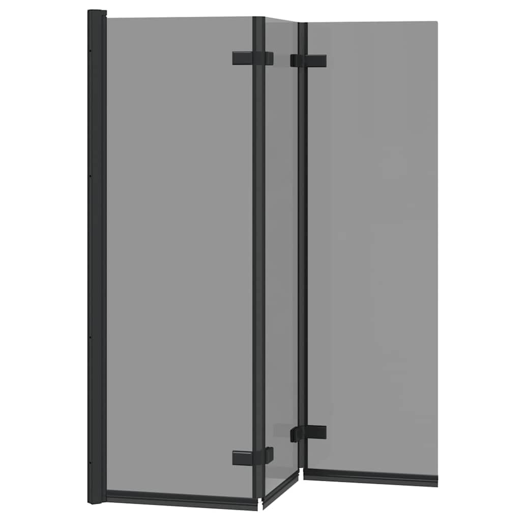 Parete Doccia Pieghevole Nero 130x138 cm Parete Doccia Pieghevole in Vetro ESG e Alluminio Box Doccia Salvaspazio per Bagno