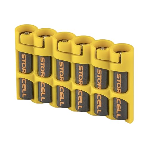 AAA Battery Storage Caddy by Storacell, Yellow, Holds 6 Batteries (Not included)