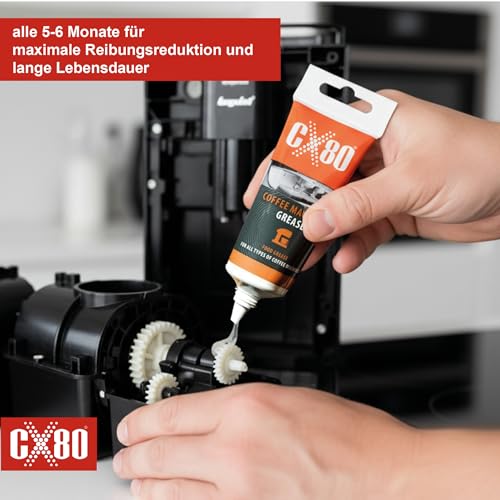 CX80 Kaffeemaschinen Fett | Silikonfett für Brühgruppen, Dichtung, O-Ring für lange Maschinenlebensdauer | Grease farblos, lebensmittelecht, wasser- und temperaturbeständig | 40 g Schmierfett Tube