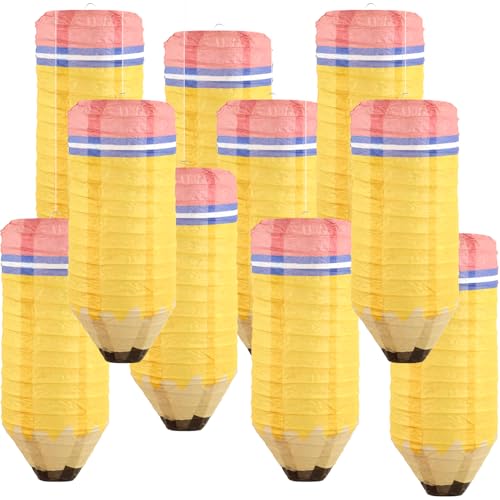 Image of 10 Pcs Classroom Decor Pencil Hanging Paper Lanterns Colorful Preschool Kindergarten Graduation Classroom Ceiling Decor for Back to School, First Day of School Supplies
