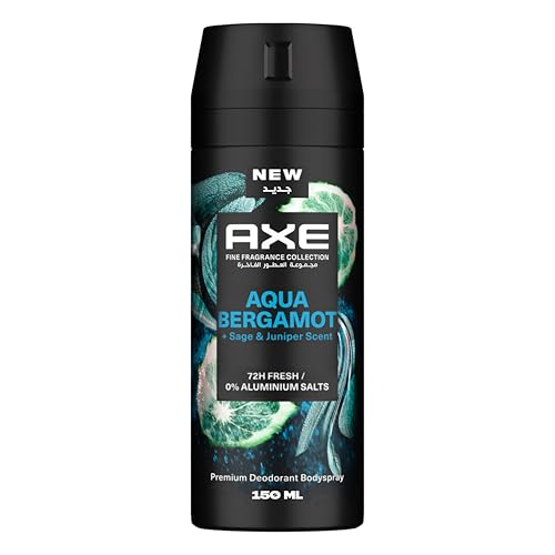 AXE Fine Fragrance Premium Deodorant Body Spray Aqua Bergamot Sage and Juniper Scent 72H Fresh Aluminium Free 150ml