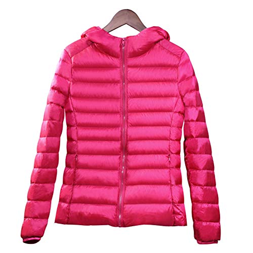 XXYANZI Damen Daunenjacke Damen Hooded Down Jacket Jacke Daunenjacke Winddicht Wasserabweisend Rose red XL Cover