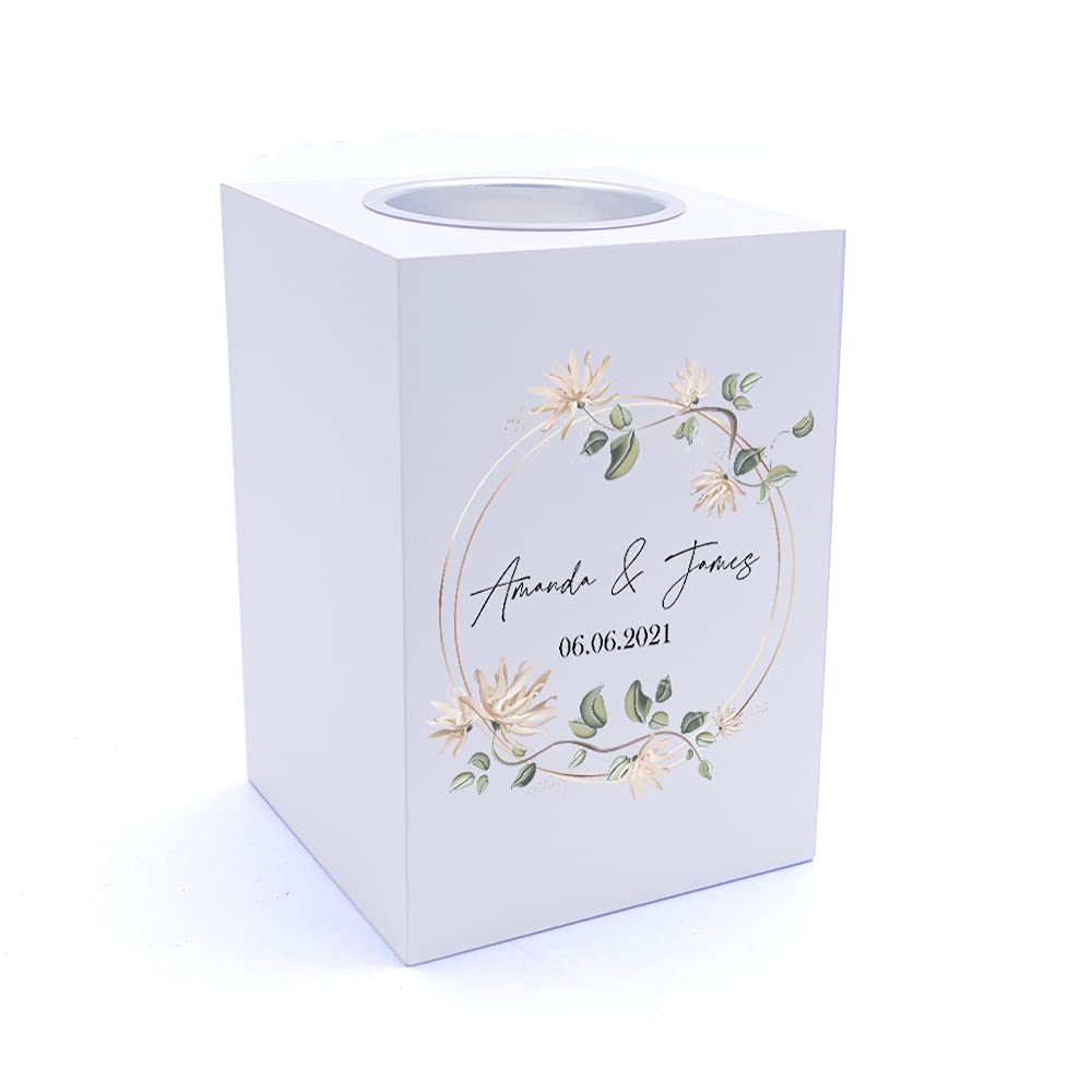Ukgiftstoreonline White Personalised Wedding Gift Tea Light Holder Mr And Mrs