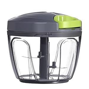 Ourokhome Manual Food Processor Vegetable Chopper, Portable Hand Pull String Garlic Mincer Onion Cutter for Veggies, Ginger, Fruits, Nuts, Herbs, etc., 650ml, Grey