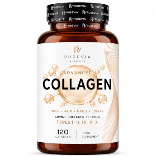 Multi Collagen Capsules (Types I II III V & X) with Biotin Hyaluronic Acid & Vitamin C Skin Hair Nails & Joint Support 120 Capsules UK Made