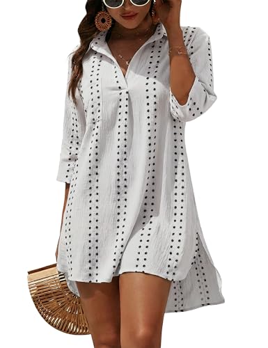 Image of Blooming Jelly Womens Swimsuit Coverups White Chiffon Bathing Suit Cover Up Bikini Swimwear Beach Dress Outfits