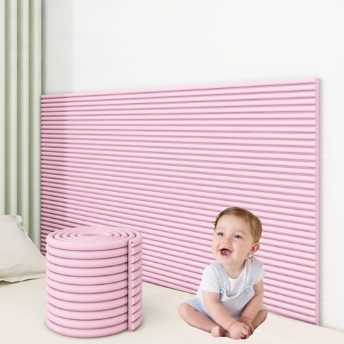 3D Anti-Collision Wall Cushion Padding Peel and Stick Headboard Upholstered Wall Panels Self-Adhesive Wall Panel for Bedroom/Living Room/Tatami/Playroom(Pink 5.9 x 78.7)
