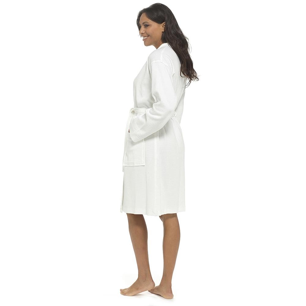 A2Z Accappatoio da donna in 100% cotone a nido d'ape, morbido e leggero, con cintura e tasche, accappatoio a maniche lunghe lavorato a maglia, per casa, hotel, spa, biancheria da notte da donna