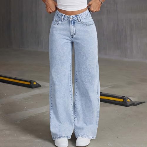 Jean extensible confortable pour adolescente coupe haute et jambe large - 2