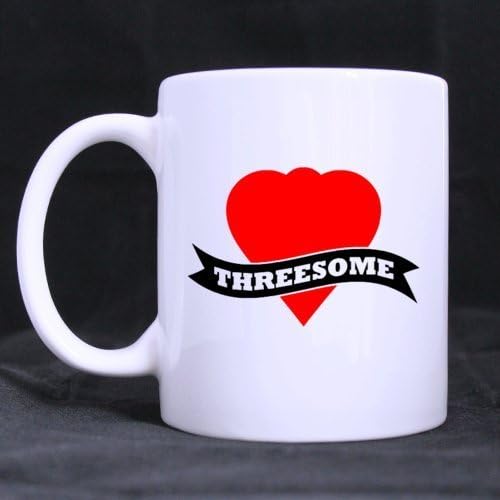 All Things AMZ Ceramic White Mug Cool Threesome Red Hearts Home/Office Coffee Cup (11 Ounce) Gift Mug