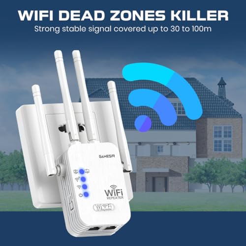 Image of GameSir WiFi Repeater 300Mbps Wireless Range Extender with 4 High Gain Antennas, Signal Booster for Home and Office, Supports WPS and Repeater Mode