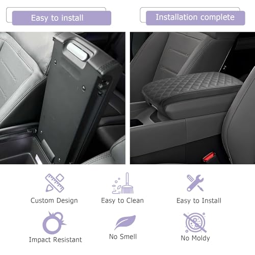 Center Console Cover Compatible with 2024 2025 2026 Hyundai Santa Fe Accessories Santa Fe Armrest Cover 2025 2026 Santa Fe SE/SEL/XRT/Limited/Calligraphy Armrest Console Cover Soft Leather (Black) by LUWU - Used condition - Image 6