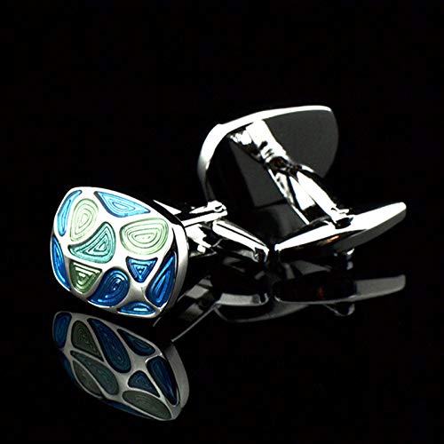 Set de Mancuernas Ovaladas de Esmalte Plata para Hombre miniatura 3