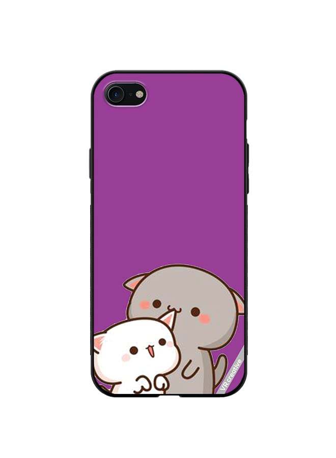 VR Creative Protective Case Cover For Apple iPhone 7/8/SE 2020 Two Cute Cats Design Multicolour