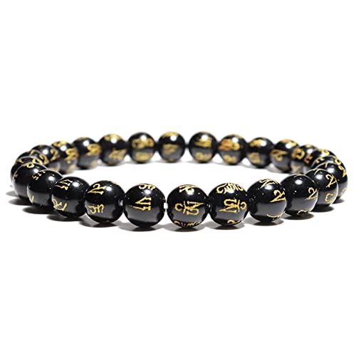 Bracelet obsidienne homme femme perles bouddha pierre naturelle 6mm 12mm