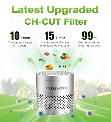 Exluvon Fridge Deodorizer, Lasts for 10 Years Refrigerator Deodorizer Odor Eliminator,Travel Size Air Purifiers, More Effective Than Baking Soda Bamboo Charcoal Air Purifying Bag, Silver