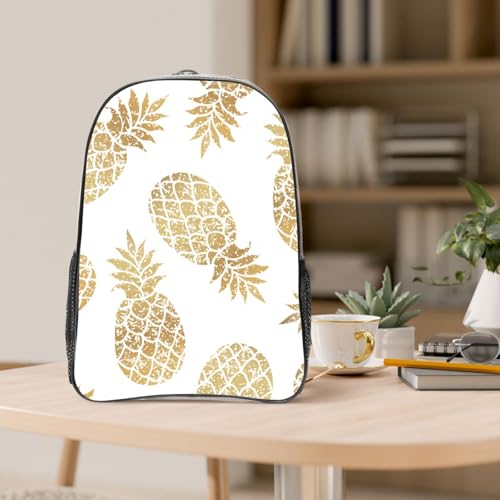 Sac à dos transparent école et travail grand format léger imprimé ananas doré - 5
