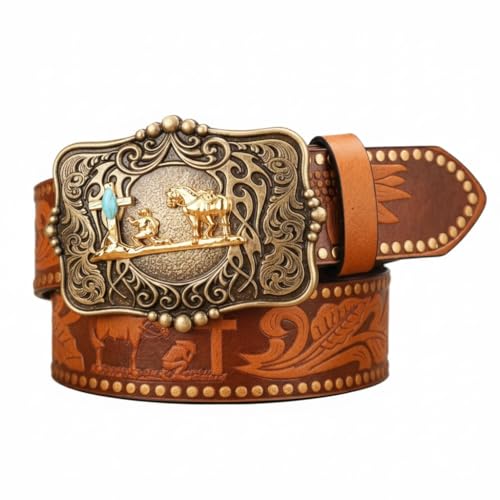 Ceinture western qui ne se déforme pas avec boucle cowboy cloutée pour pantalon lâche