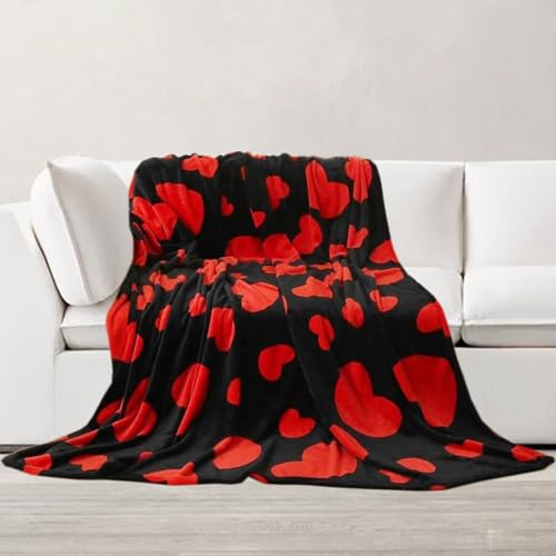 GREATOYAR Manta de Franela para Sofá, Manta de Franela para Cama, Manta para Mascotas, Mantas Ligeras, Extra Cálido, Sobrecama, Caliente, Transpirable para Otoño e Invierno, Corazón Rojo, 160X220cm