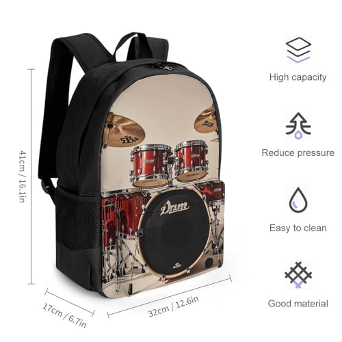 Drum Set-standard Backpack for Women Men Lightweight Sport Rucksack Casual Hiking Travel Daypack2