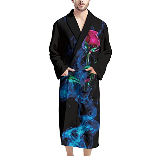 AFPANQZ Men's Bathrobe Soft Sleepwear Full Length Long Sleeve Lounge Robes with Pockets Kimono Robe Nightgown