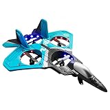 V17 Stunt Rc Plane 2023 Neues Rc-Flugzeug 2.4G Rc-Flugzeug mit 360 ° Stunt Rc und Lichtern Glattes Segelflugzeug Fliegendes Flugzeug im Freien Spielzeug Bohrmaschine Kinder (Blue, A)