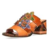 LAURA VITA Mules en Cuir pour Femmes JACQUESO 09, Pointure:39 EU, La Couleur:Orange