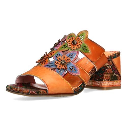 LAURA VITA Mules en Cuir pour Femmes JACQUESO 09, Pointure:39 EU, La Couleur:Orange