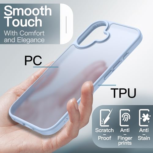 Image of JETech Matte Case for iPhone 17 6.3-Inch, Shockproof Military Grade Drop Protection, Frosted Translucent Back Minimalist Phone Cover, Anti-Fingerprint (Mist Blue)