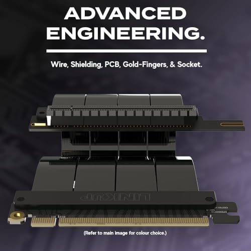 Image of LINKUP - AVA5 PCIE 5.0 Riser Cable (Used) | RTX5090 RX9070 GPU Ready | x16 128GB /s Speed | Compatible with PCIe 4.0 & WRX80 /WRX90E | Right Angle, Black 15cm (Total Length 19cm)