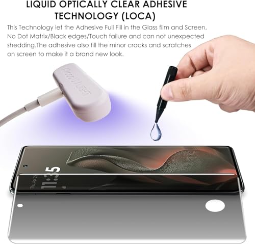 Image of Uyiton Privacy UV Tempered Glass for Motorola Edge 60 Pro (6.7 Inch) | Anti-Spy Curved Screen Protector | 9H Hardness | Ultrasonic Fingerprint Compatible | HD Clarity | Bubble Free UV Installation | Case Friendly