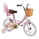 RULLY Lemon Kinderfahrrad 16 Zoll für Mädchen von 4-7 Jahren, mit Stützrädern, Mädchenfahrrad mit Korb und Puppensitz, Rosa