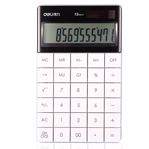 LI-GELISI NO Standard Function Desktop Office Calculator Solar and Battery Dual Powered (White 1), 6.5 x 4 x 0.4 inches