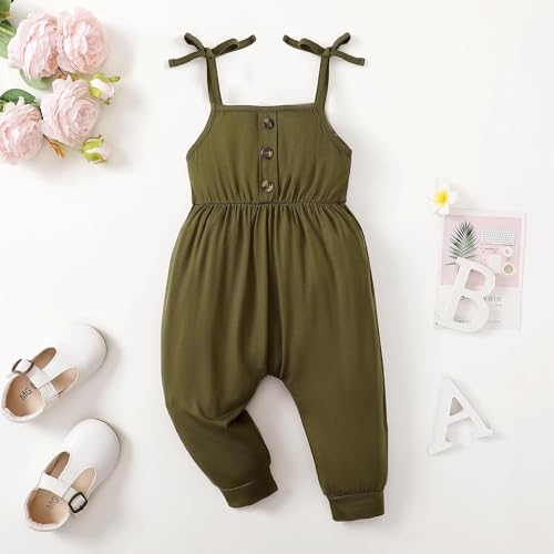 Mikrdoo Baby Girls Clothes Cute Solid Color Toddler Clothing Infant Summer Green 6 12M