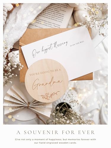 Image of Joli Coon Pregnancy announcement wooden card - You're going to be a grandma with pocketfold envelope and seal sticker - Baby announcement grandma